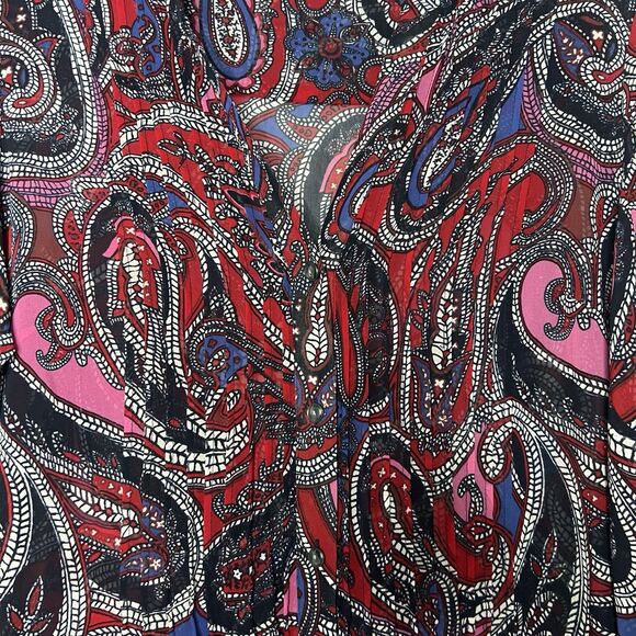 Charter Club Relaxed Women’s Blouse Button Up Shirt Size 1X Paisley Pleated - Picture 6 of 7